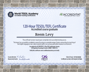 תעודת הסמכה להוראת אנגלית